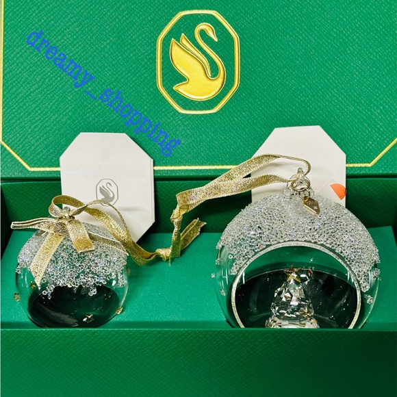 NIB Swarovski Exclusive 2023 Balls With Christmas Tree Set/2 Ornaments #5658125 - Picture 5 of 16
